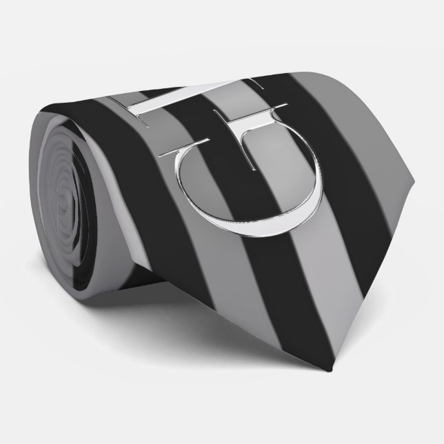 Groom Black and Silver Pinstripes Wedding Krawatte (Gerollt)