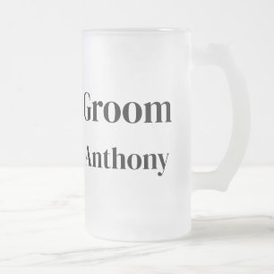 Groom Black and White Individuelle Name Geschenke Mattglas Bierglas