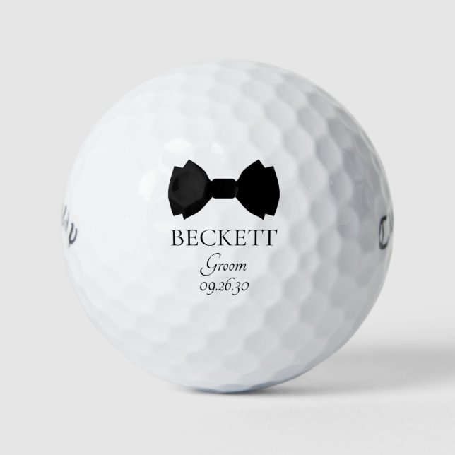 Groom Black Bow Krawatte Golfball (Vorderseite)