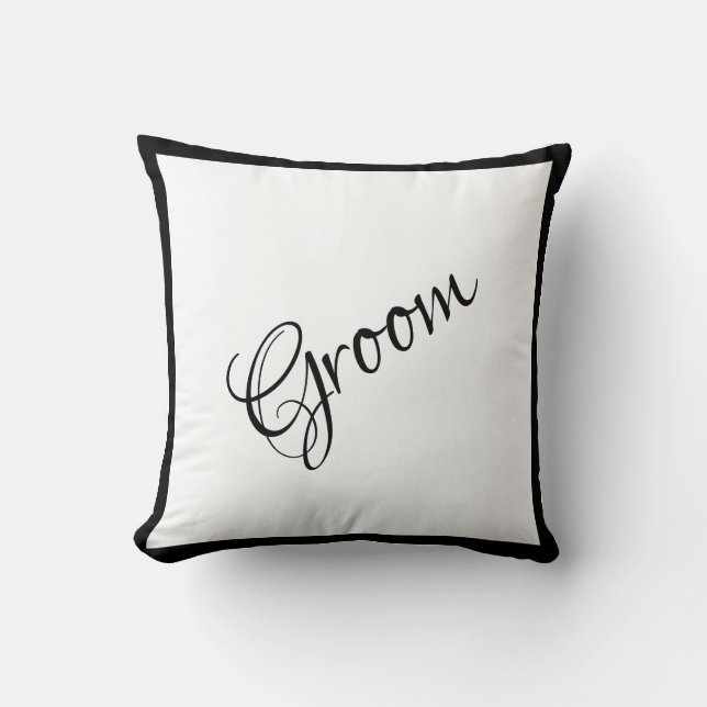 Groom Black Script Elegant Wedding Keepake Kissen (Vorderseite)