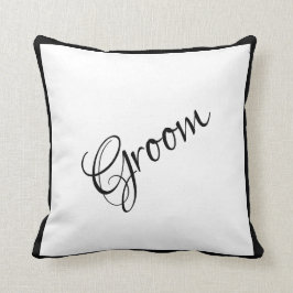 Groom Black Script Elegant Wedding Keepake Kissen