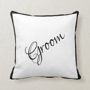 Groom Black Script Elegant Wedding Keepake Kissen