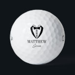 Groom Black Tuxedo With Bow Tie Golfball<br><div class="desc">These golf balls are a great favor for the groom in your wedding party. They feature a fabulous tuxedo and bow tie in black. With a first name in a traditional CAP font and the word groom in a coordinating script font also in black they're perfect for the groom. They'd...</div>