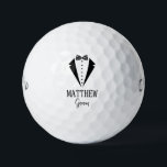 Groom Black Tuxedo With Striped Bow Tie Golfball<br><div class="desc">These golf balls are a great favor for the groom in your wedding party. They feature a fabulous tuxedo and striped bow tie in black. With a first name in a traditional CAP font and the word groom in a coordinating script font also in black they're perfect for the groomsmen....</div>