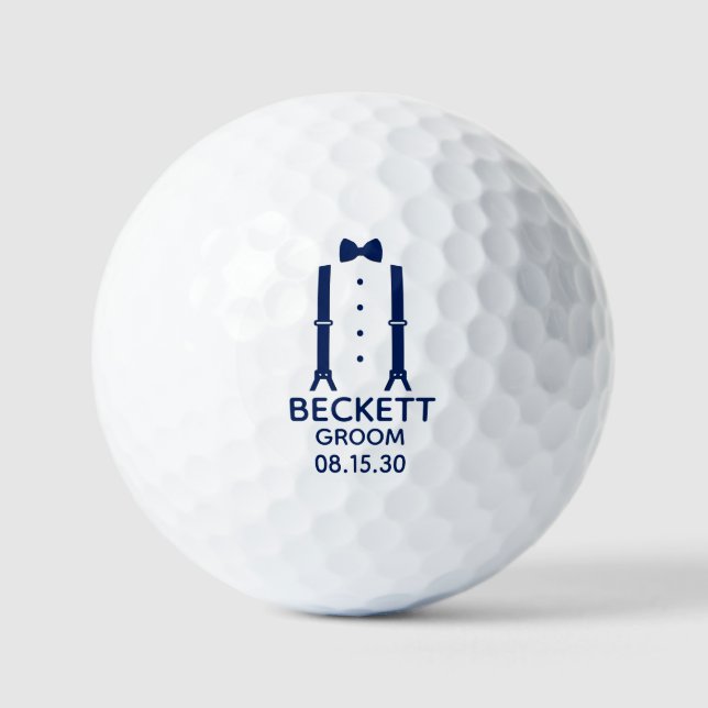 Groom Blue Bow Krawatte Golfball (Vorderseite)