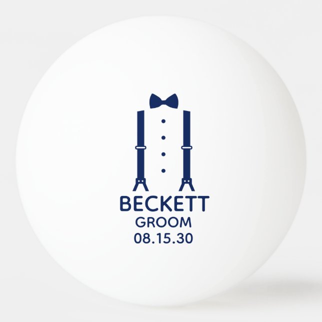 Groom Blue Bow Krawatte Tischtennisball (Vorderseite)