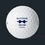 Groom Blue Bow Tie Golfball<br><div class="desc">These golf balls are a great favor for the groom in your wedding. They feature a blue bow tie with the groom's name above it in a modern CAP font and the word Groom along with the wedding date below. They'd be great for a bachelor party or weekend. The job...</div>
