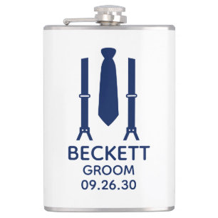 Groom Blue Krawatte Flachmann