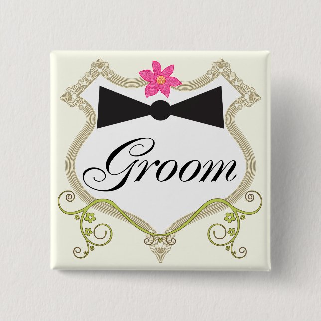 Groom Bow Krawatte Hochzeit Abzeichen Button (Vorderseite)