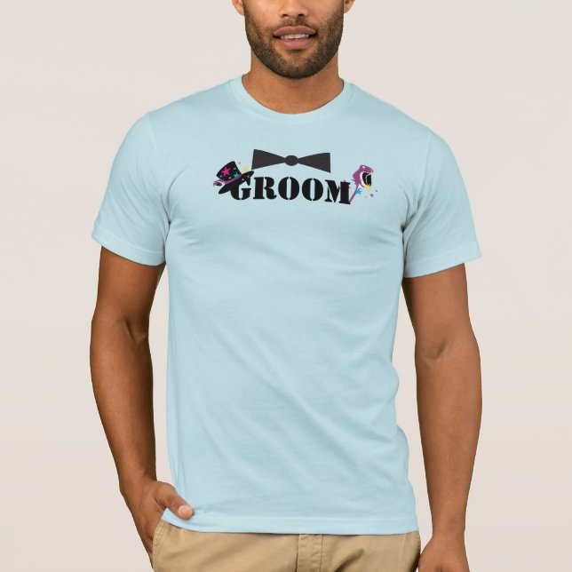 Groom Bowtie Plum Stars Rose Top Hat T-shirts (Devant)