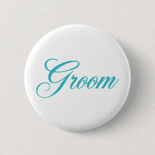 Groom Brautparty Button in Aqua Blue