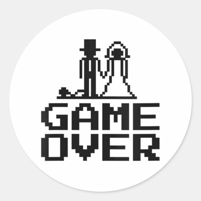 Groom Bride Bachelor Parterspiel über Nerd Runder Aufkleber (Vorderseite)