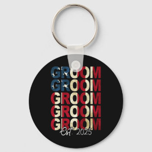 Groom Bride Est. 2025 US-Flagge nur verheiratete P Schlüsselanhänger