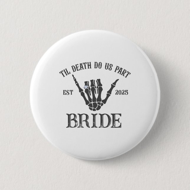 Groom Bride Skeleton Gothic Halloween Verlobung W Button (Vorderseite)