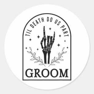 Groom Bride Skeleton Gothic Halloween Verlobung W Runder Aufkleber
