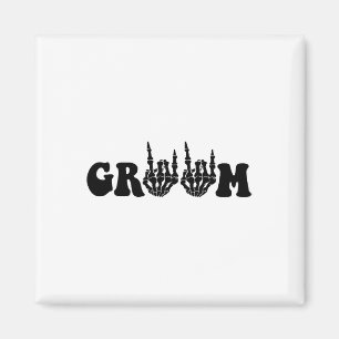 Groom Bride Skeleton Gothic Halloween Wedding Bach Magnet