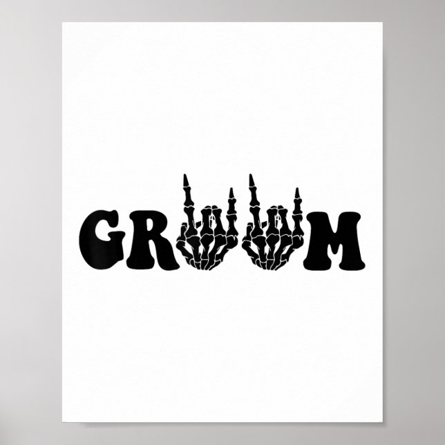 Groom Bride Skeleton Gothic Halloween Wedding Bach Poster (Vorne)