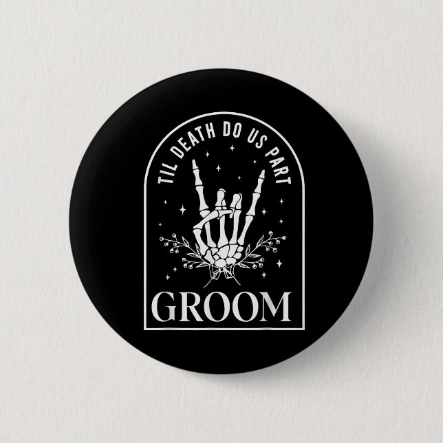 Groom Bride Skeleton Rock Hand Paare Wedding Hal Button (Vorderseite)