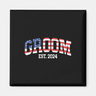 Groom Bride US Flag 4. Juli Hochzeitspaare Ma Magnet