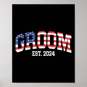Groom Bride US Flag 4. Juli Hochzeitspaare Ma Poster