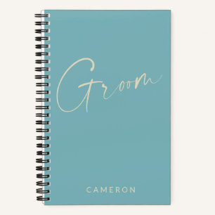 Groom   Chic Minimalistisch Personalisiert Aquamar Notizbuch