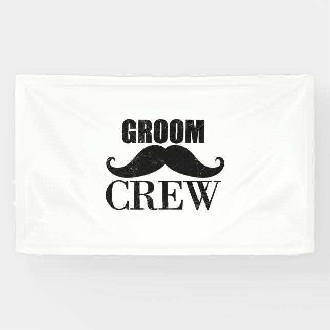 Groom Crew Bachelor Party Hochzeit Black Grunge Banner (Horizontal)