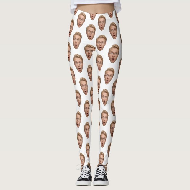 Groom Custom Face Funny Bachelorette Party Leggings (Vorderseite)