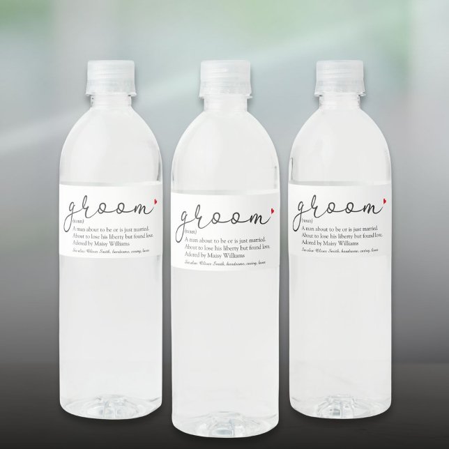 Groom Definition, Stag Bachelor Party, Hochzeit (Groom Definition Stag Bachelor PartyWedding Water Bottle Label)