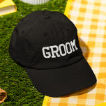 Groom einfache moderne Typografie Hochzeit nach Ma Bestickte Baseballkappe<br><div class="desc">Groom Simple Modern Typografy Wedding Custom Sticking Baseball Cap bietet die einfache moderne bestickte Text "Groom". Perfekt als Geschenk für den Bräutigam für seine Flitterwochen- oder Junggesellenfeier. Erstellt von Evco Studio www.zazzle.com/store/evcostudio</div>
