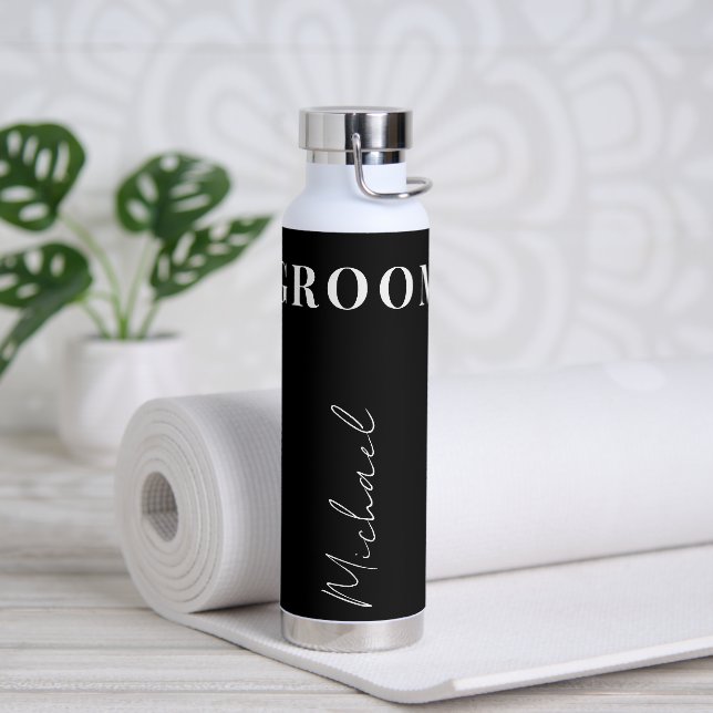 Groom elegante Typografy name script personalisier Trinkflasche (Yoga)