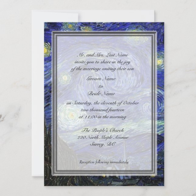 Groom Eltern Einladung, Starry Night Einladung (Vorderseite)