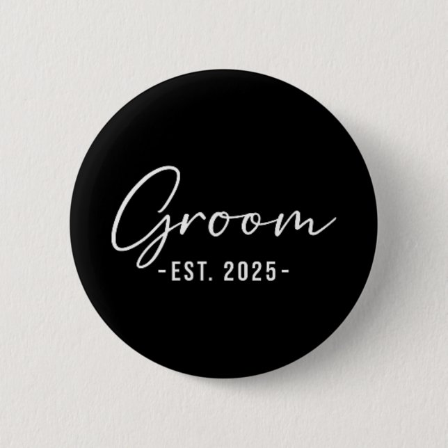 Groom Est. 2025 - Matching Getting Ready Bride Gro Button (Vorderseite)