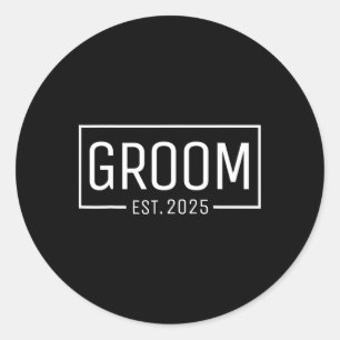 Groom Est. 2025 Verheiratete Hochzeitsfeier Verlob Runder Aufkleber