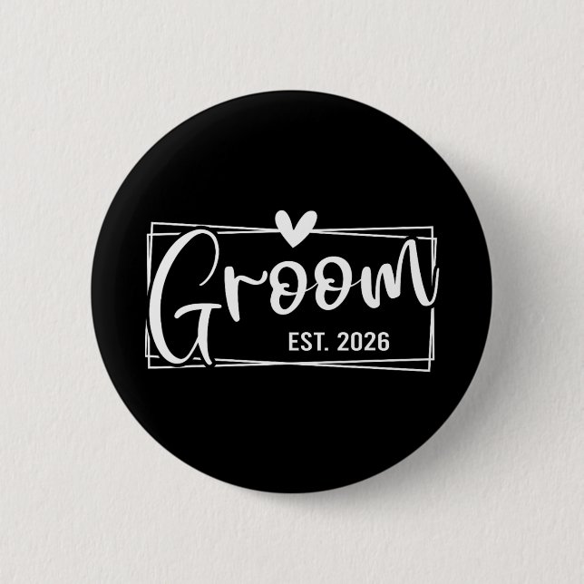 Groom Est. 2026 Ehemann Just Married Wedding Engag Button (Vorderseite)