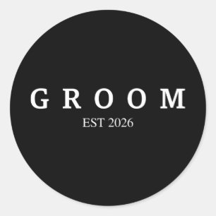 Groom Est. 2026 Verheiratete Verlobung Hochzeit Er Runder Aufkleber