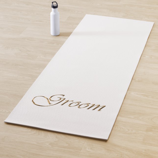 Groom Gold Drehbuch elegante, weiße Hochzeit Yogamatte (Beispiel)