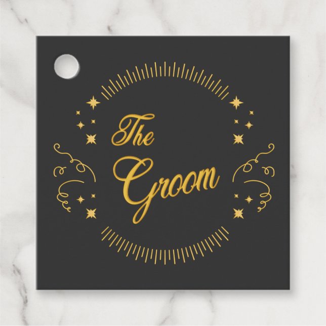 Groom Gold Wedding Elegant Geschenkanhänger (Vorderseite)