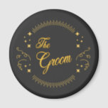 Groom GoldBlack Wedding Elegante Moderne Magnet<br><div class="desc">Groom GoldBlack Wedding Elegant Modern Magnet ist ideal für den Groom zu tragen. Es ist auch ein nettes Geschenk für den Groom.</div>