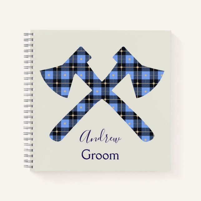 Groom Gray und Blue Doppelkreuz Notizbuch (Vorderseite)
