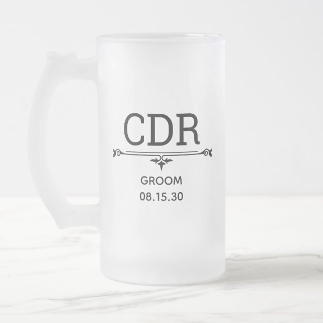 Groom Initials Mattglas Bierglas (Links)