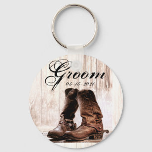 Groom Key Chain Stiefel Land rustikale Western tra Schlüsselanhänger
