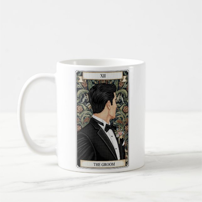 Groom Mug, Tarot Card Design in Yarn Art Style Kaffeetasse (Links)