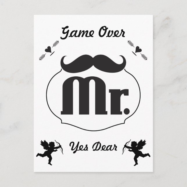 Groom Mustache Bachelor Party Einladung Postkarte (Vorderseite)