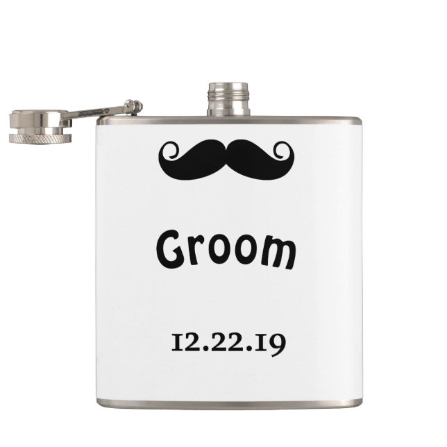 Groom Mustache Hipster Wedding Flachmann (Geöffnet)