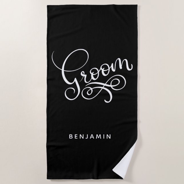 Groom | Name hinzufügen Strandtuch (Vorderseite)