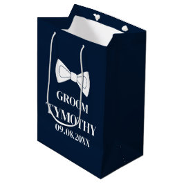 Groom Navy Blue Elegant Moderne Geschenke Hochzeit Mittlere Geschenktüte