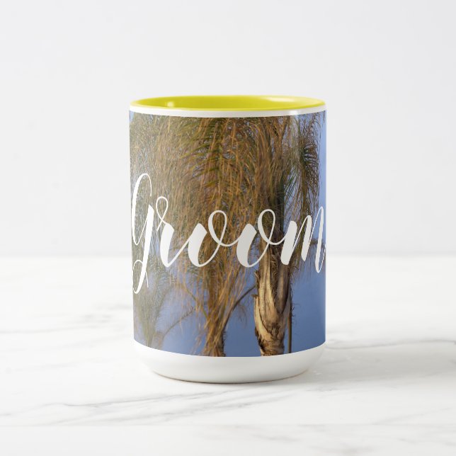 Groom Palm Trees Hochzeiten Tasse (Mittel)