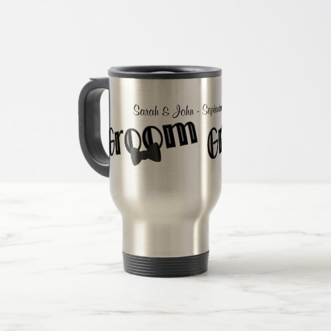 Groom Personalisiert Wedding Reisebecher (Vorderseite Links)