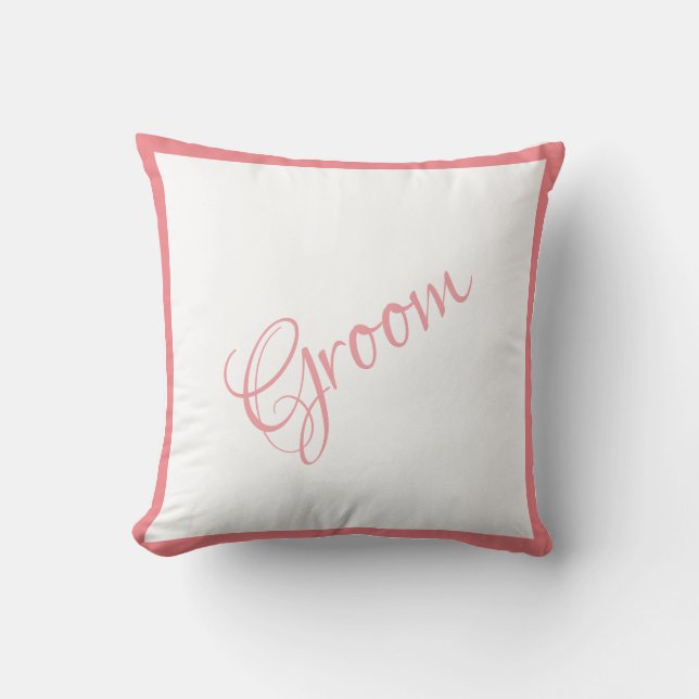 Groom Pink Script Chic Hochzeit Kissen (Vorderseite)