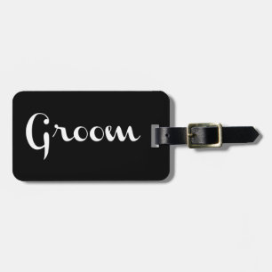 Groom Retro Skript weiß auf schwarz Gepäckanhänger